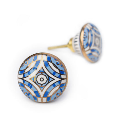 Indigo Gold Ceramic Cupboard and Cabinet Door Knob