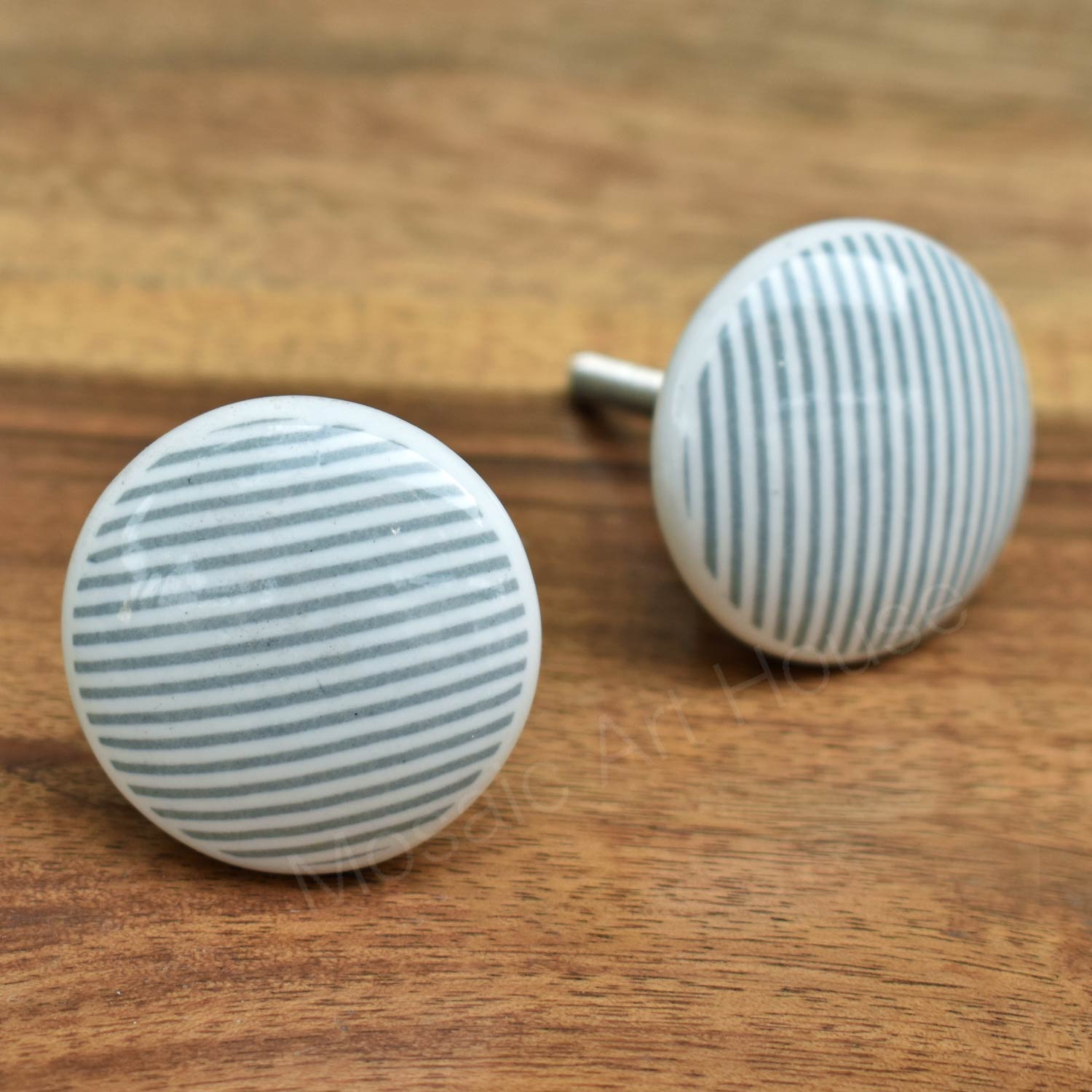 Smoke Stripes Ceramic Cupboard and Cabinet Door Knob