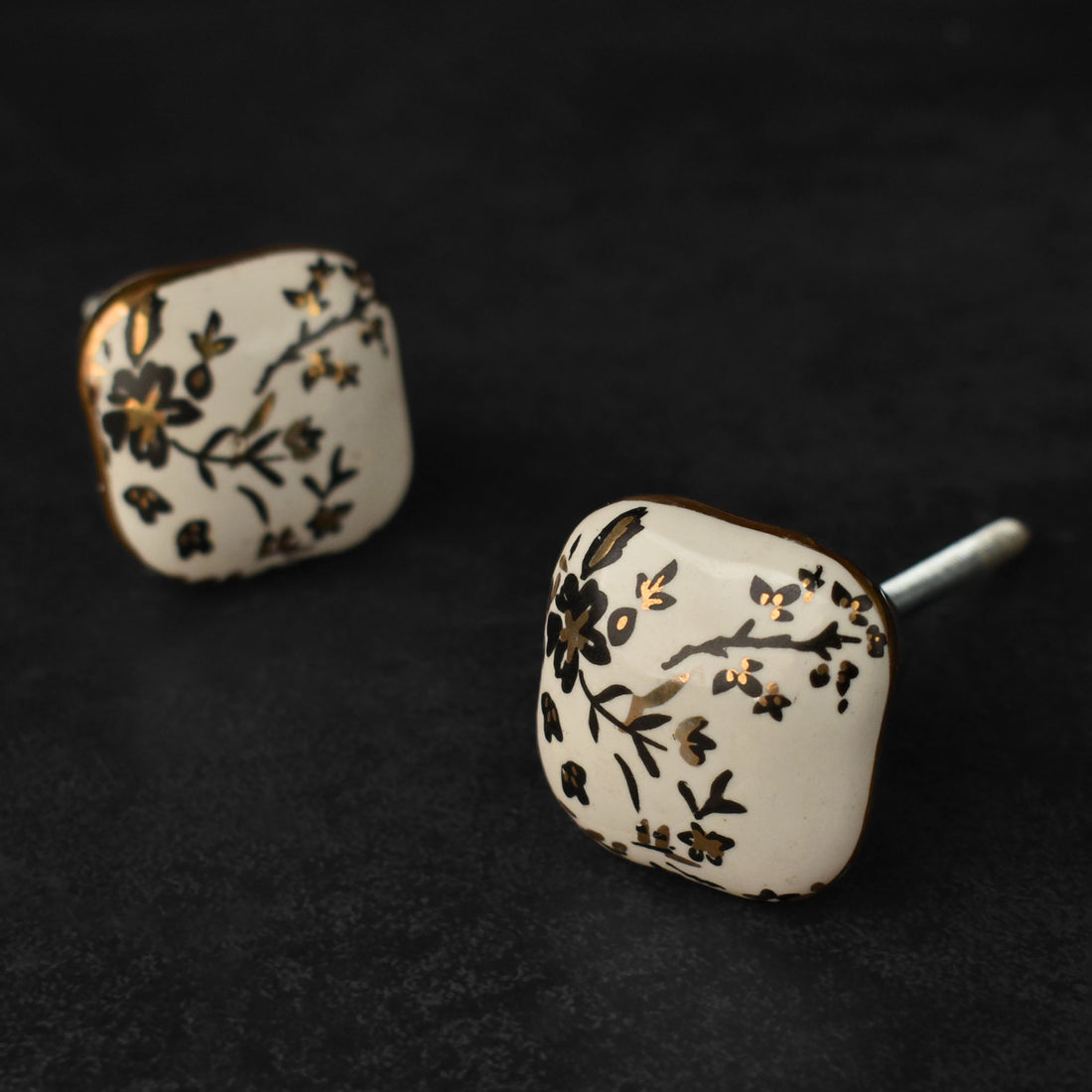 Whispering Meadow Gold Ceramic Cabinet Door Knob