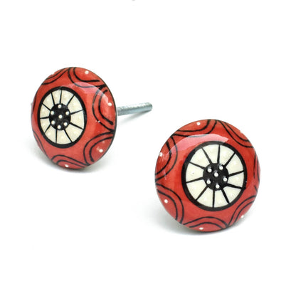 Anahita Red Ceramic Wardrobe Drawer Knob