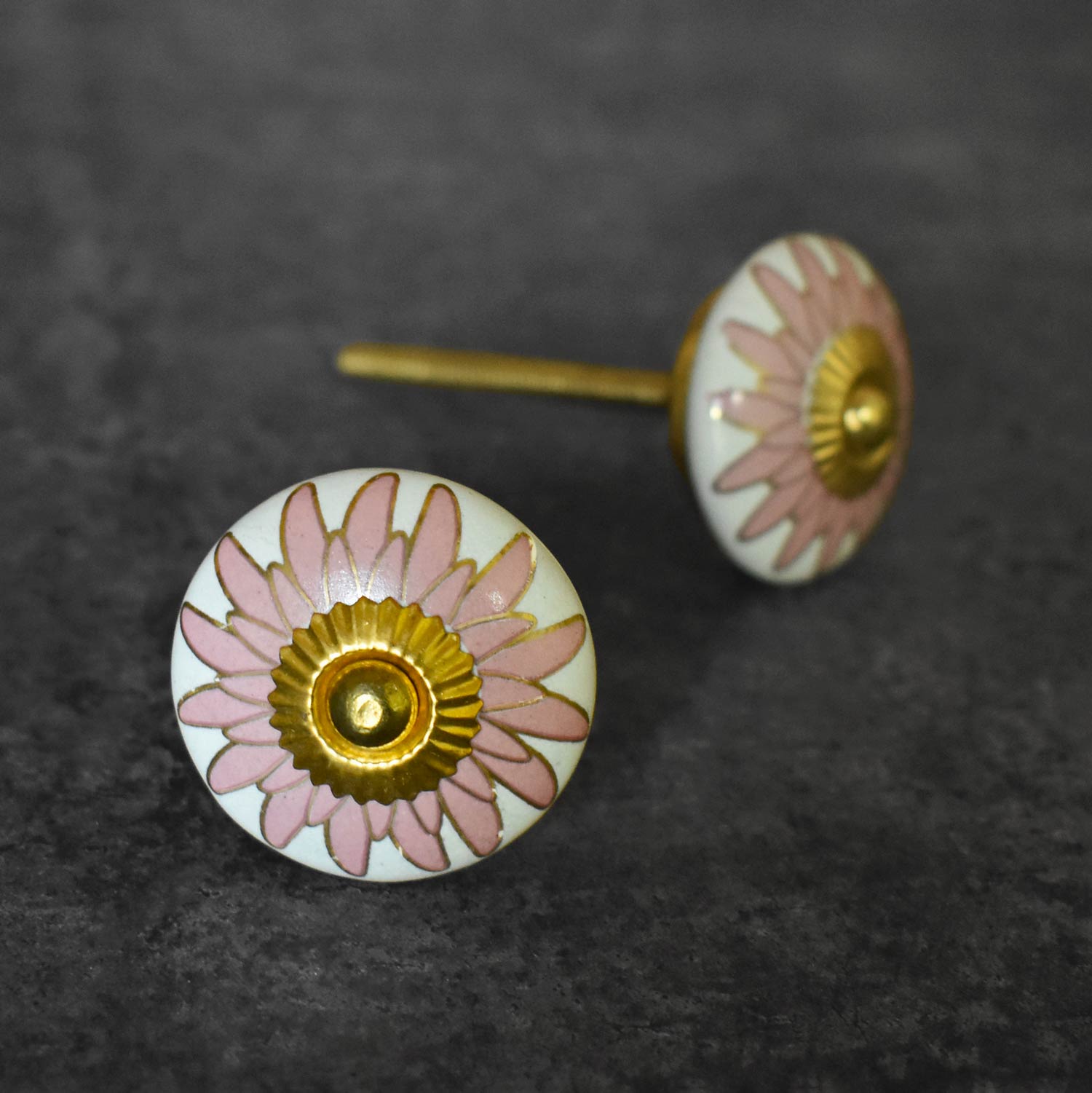 Cerezo Pink Gold Ceramic Drawer Knob and Pull