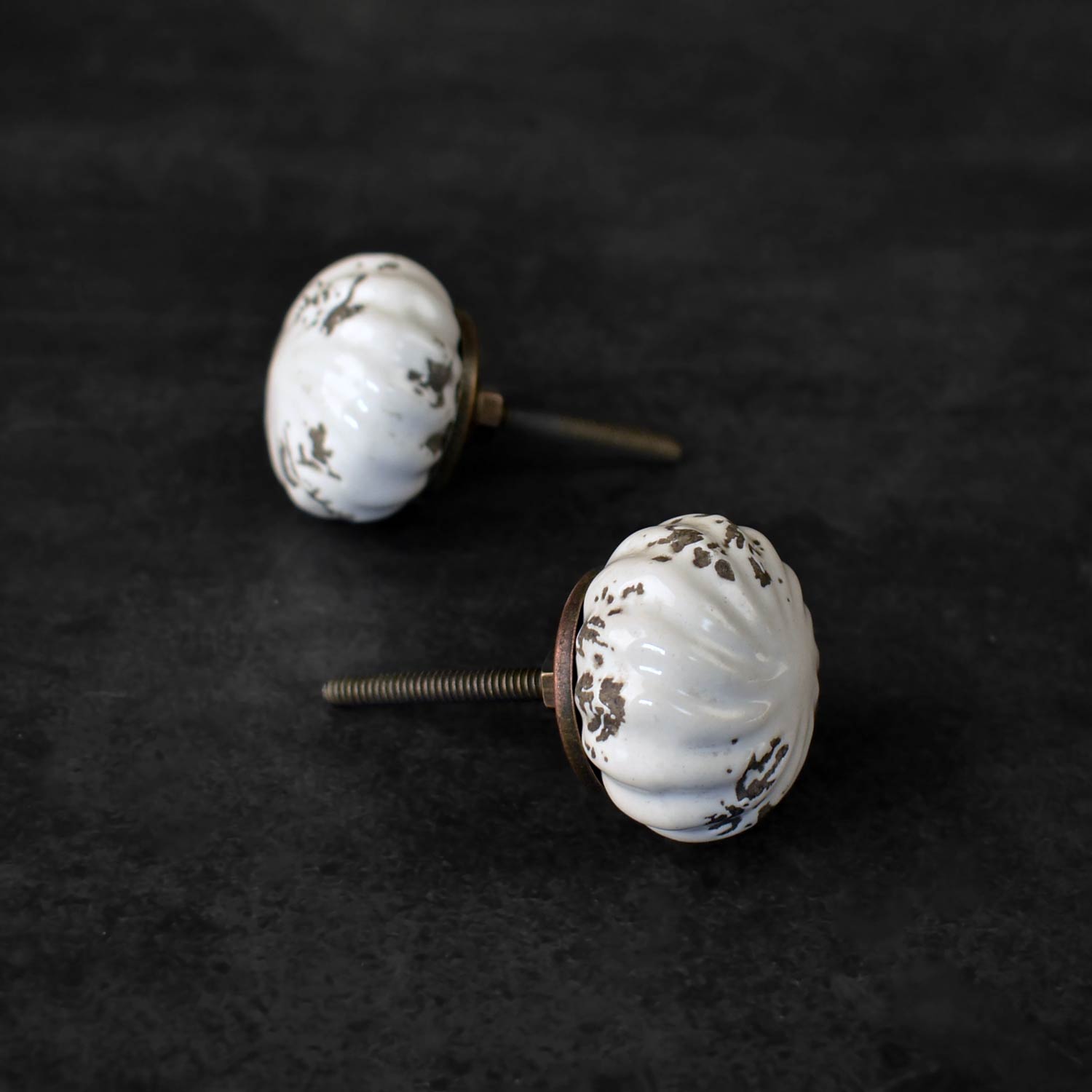 Patina Distressed White Ceramic Drawer Knob