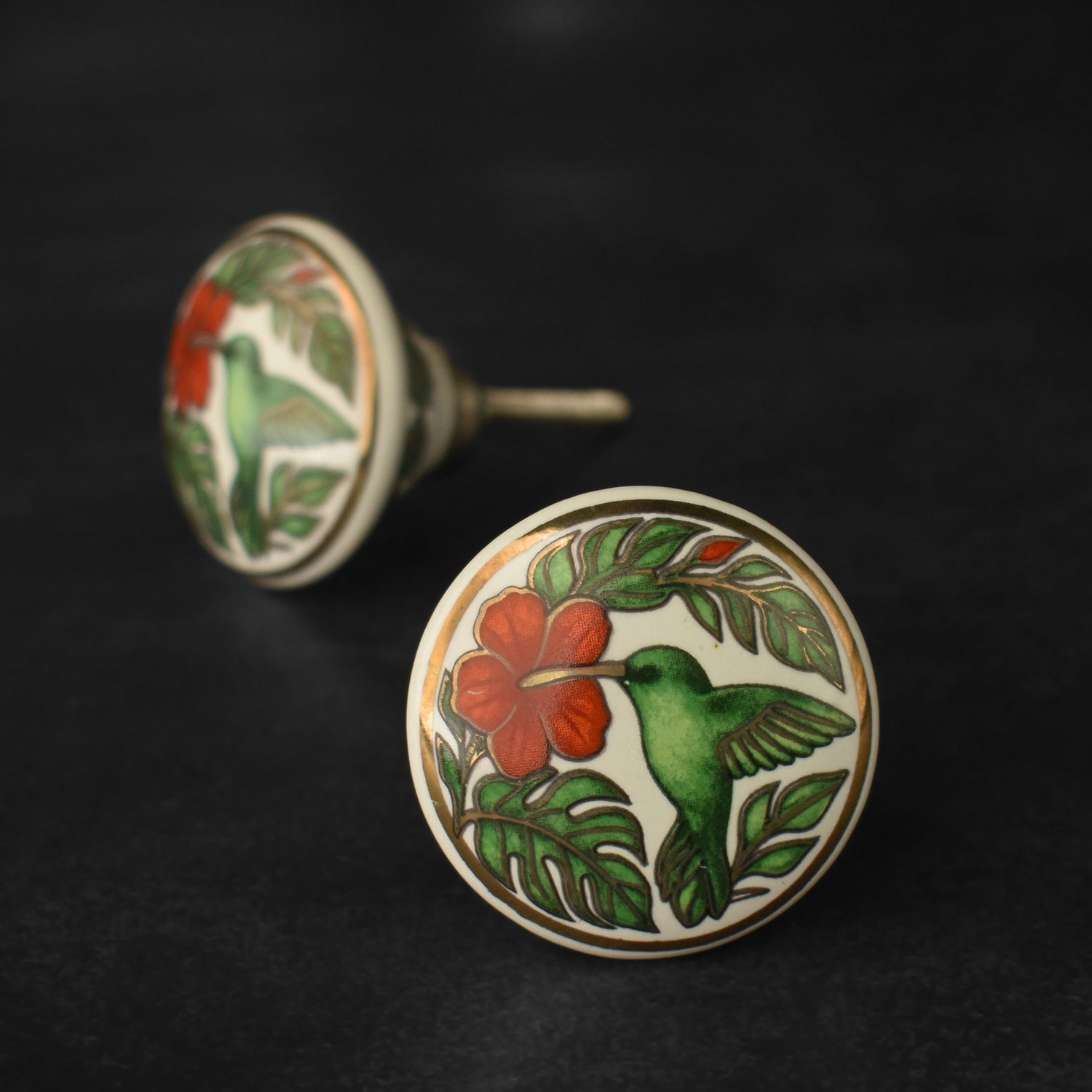 Cyrene Gold Bird Ceramic Cabinet Drawer Knob and Pull