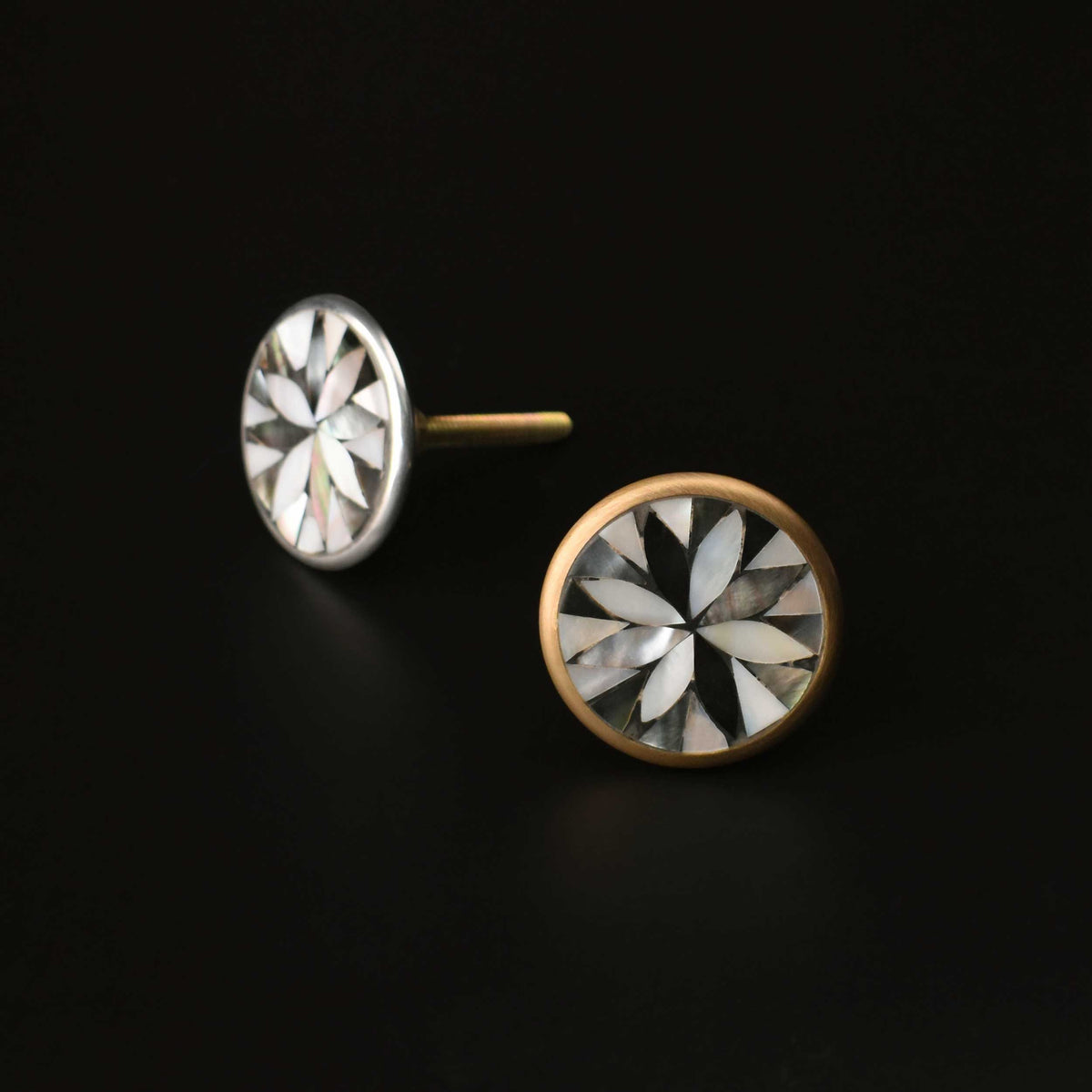Ulyana Brass Flower Mother Of Pearl Cabinet Wardrobe Knob