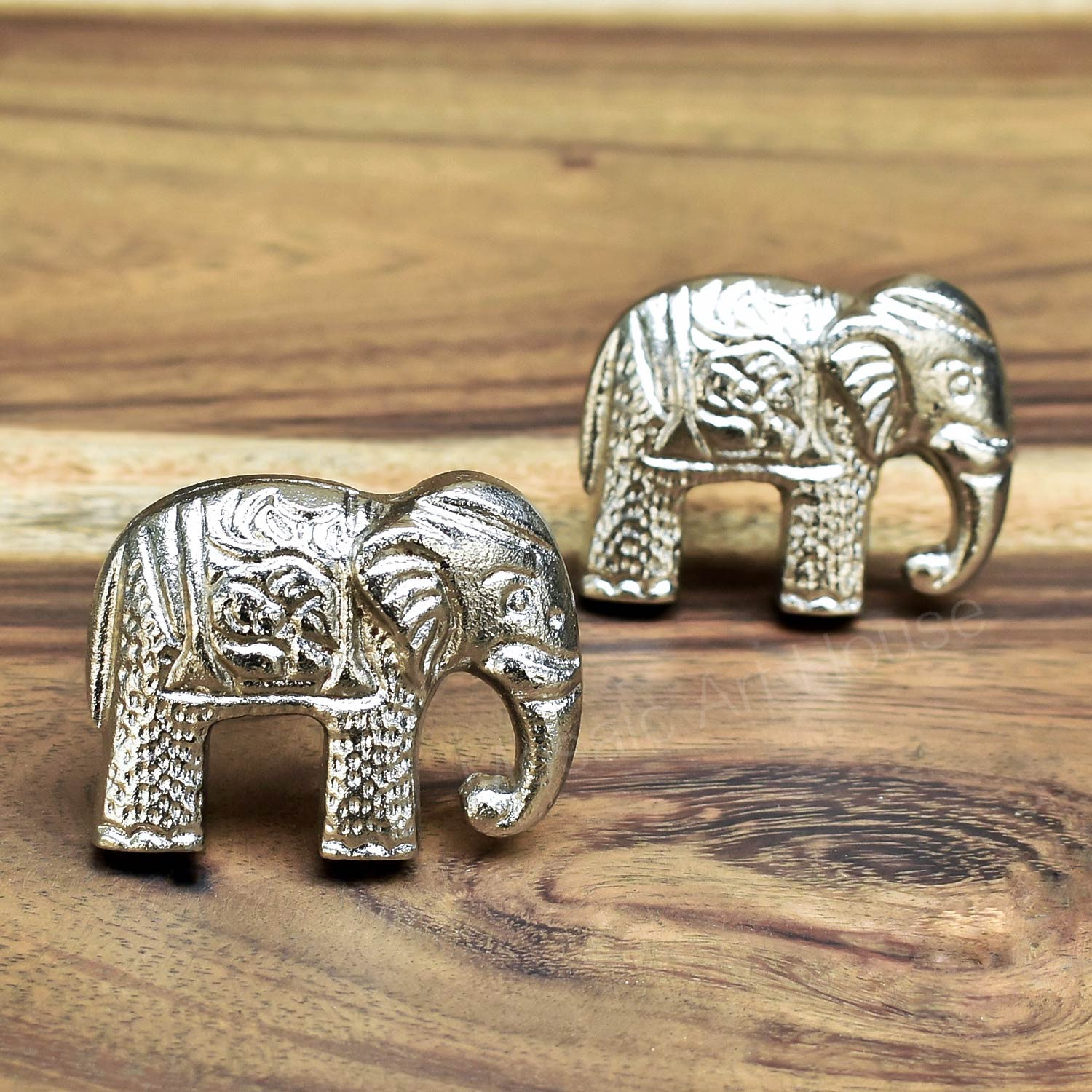 Raja the Silver Elephant Metal Cabinet Drawer Knob