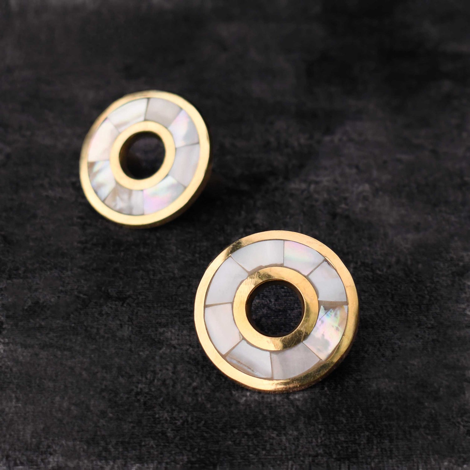 Halo Mother of Pearl Brass Cabinet Knob