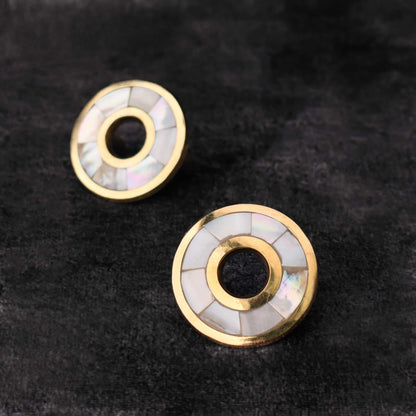 Halo Mother of Pearl Brass Cabinet Knob