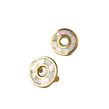 Halo Mother of Pearl Brass Cabinet Knob