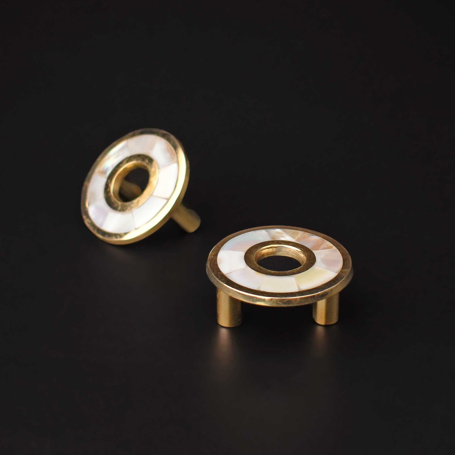 Halo Mother of Pearl Brass Cabinet Knob