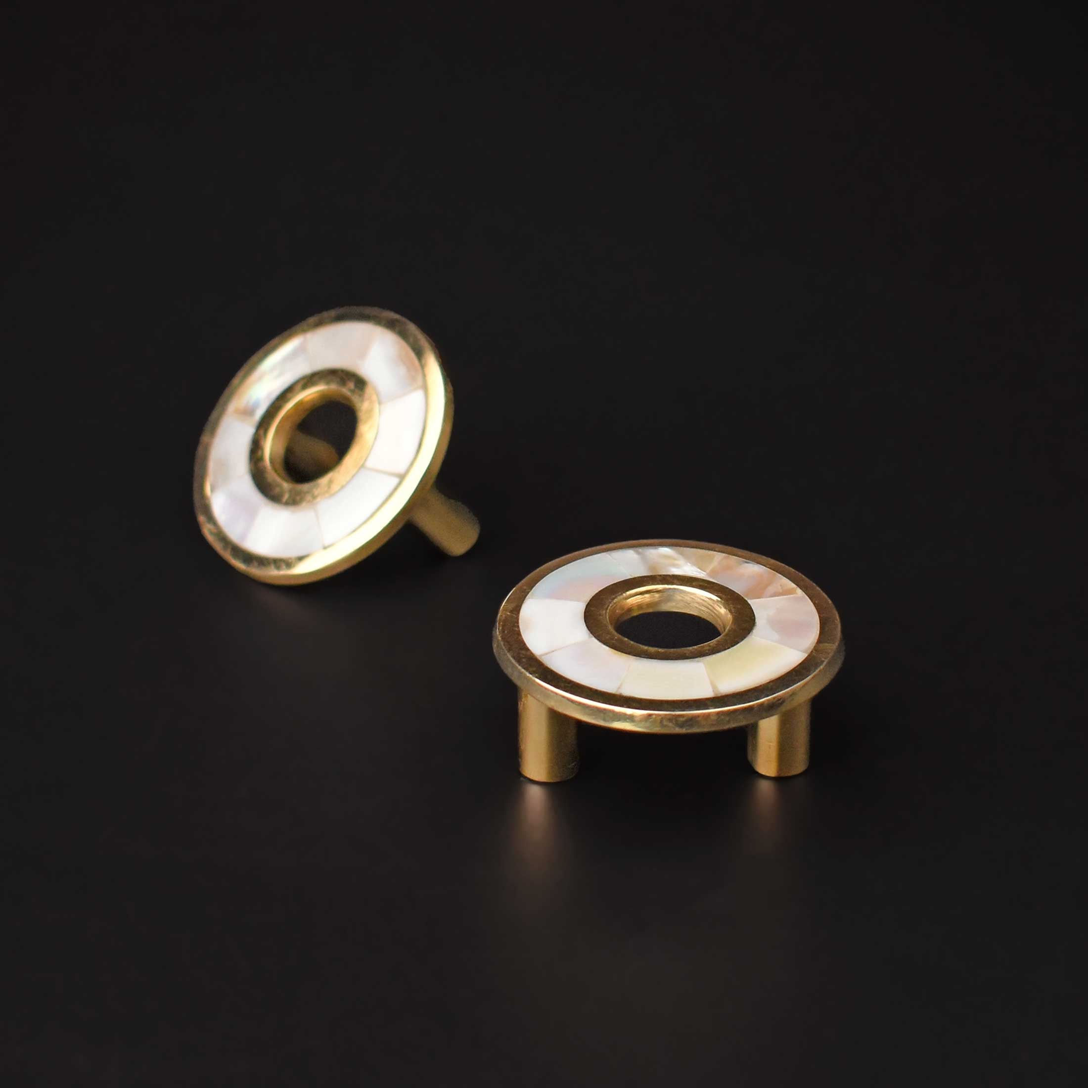 Halo Mother of Pearl Brass Cabinet Knob