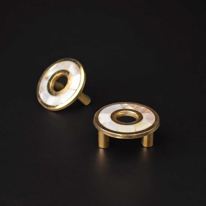 Halo Mother of Pearl Brass Cabinet Knob