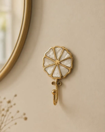 Evelune Brass Mother of Pearl Inlay Wall Hook