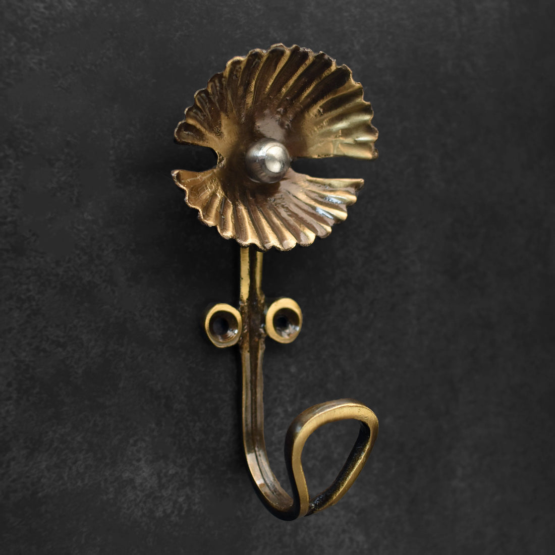 Pelagia Brass Oyster Wall Hook Keys Hanger