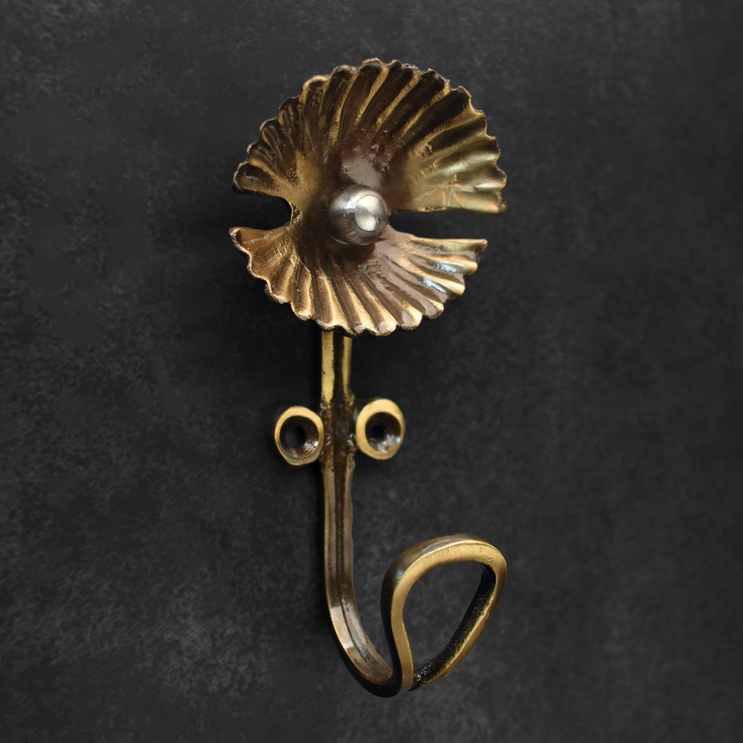 Pelagia Brass Oyster Wall Hook Keys Hanger