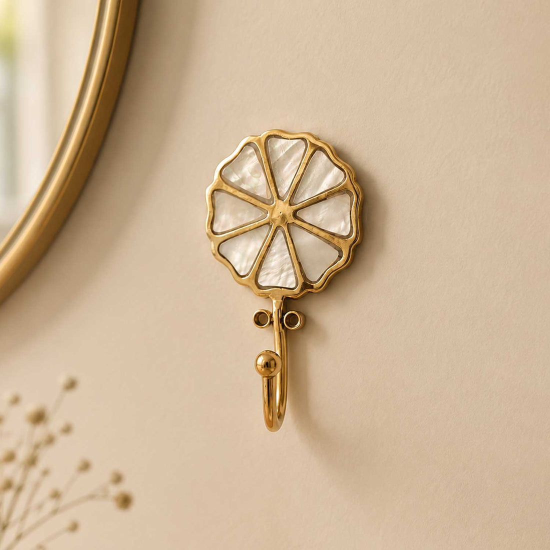 Evelune Brass Mother of Pearl Inlay Wall Hook