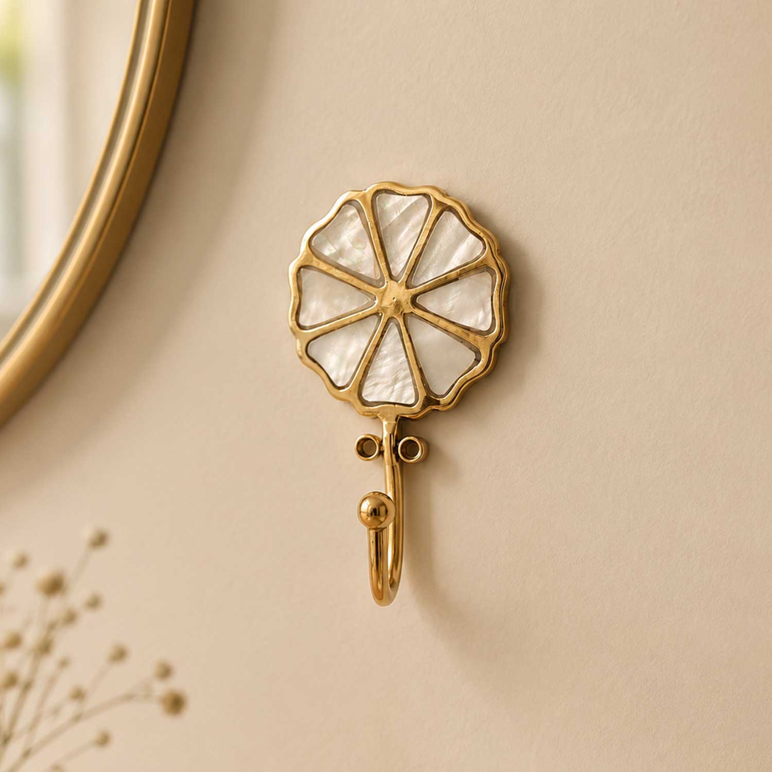 Evelune Brass Mother of Pearl Inlay Wall Hook