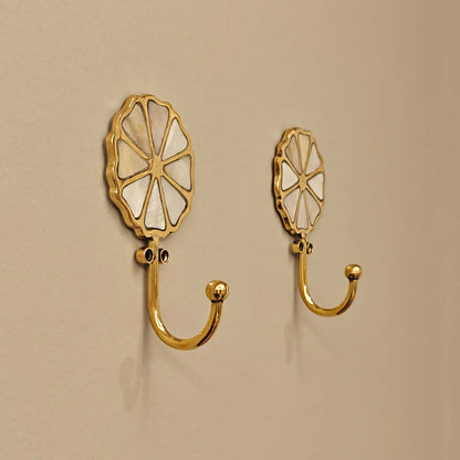 Evelune Brass Mother of Pearl Inlay Wall Hook