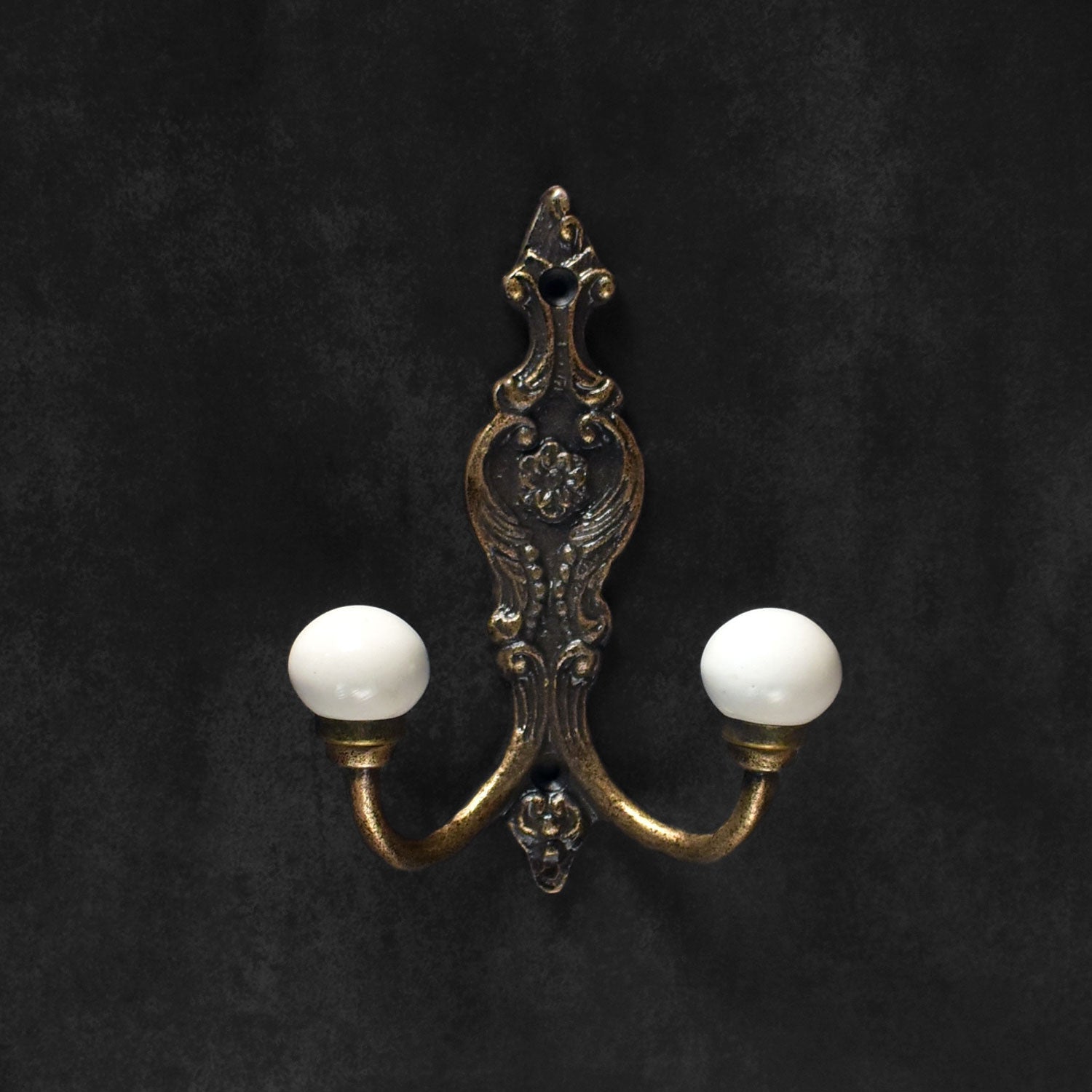 Aberdeen Cast Iron White Ceramic Double Wall Hook