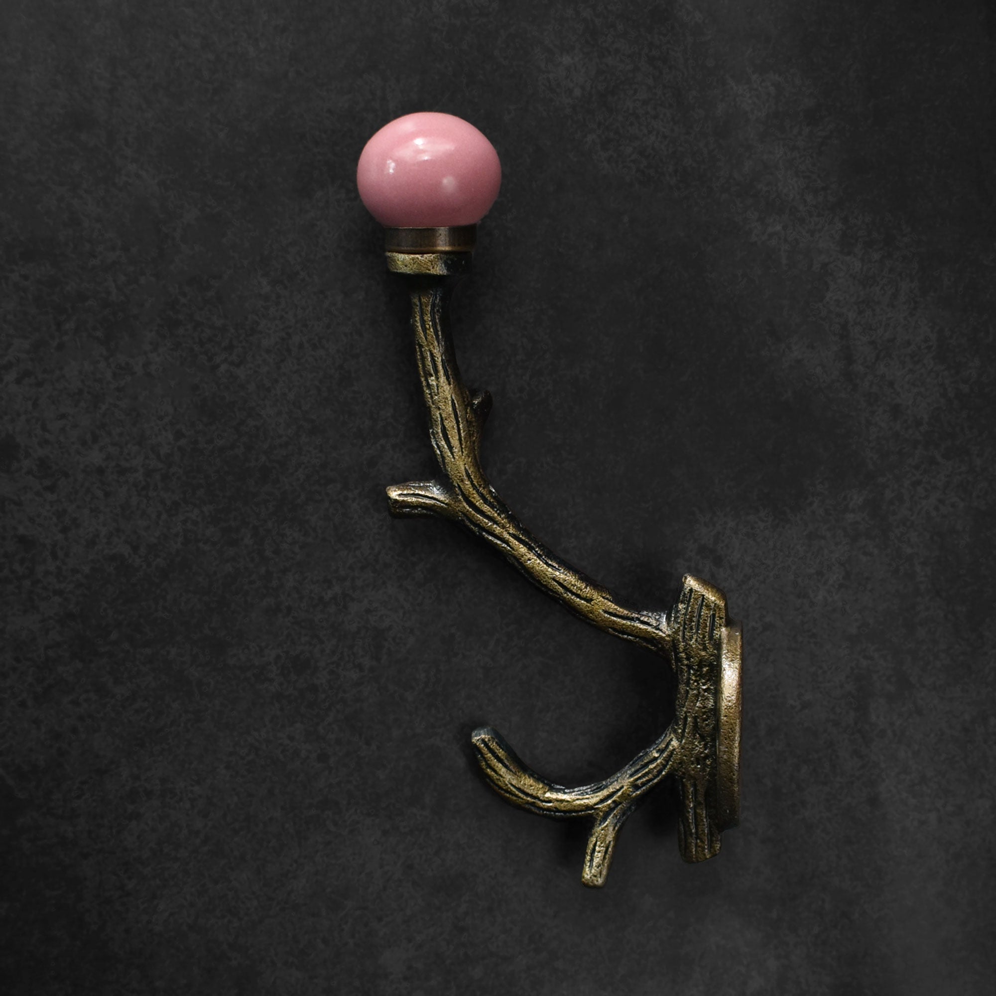 Sequoia Cast Iron Pink Ceramic Knob Coat Wall Hook