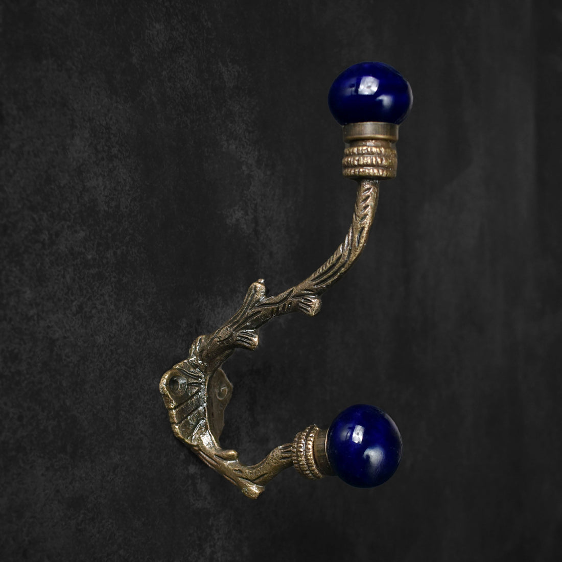 Izmir Iron Branch Navy Ceramic Knob Wall Hook