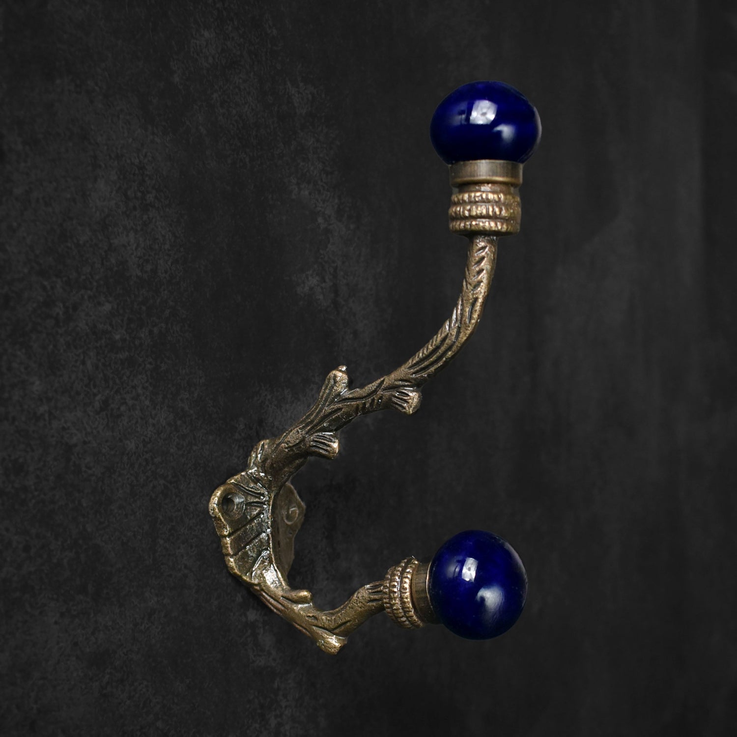 Izmir Iron Branch Navy Ceramic Knob Wall Hook