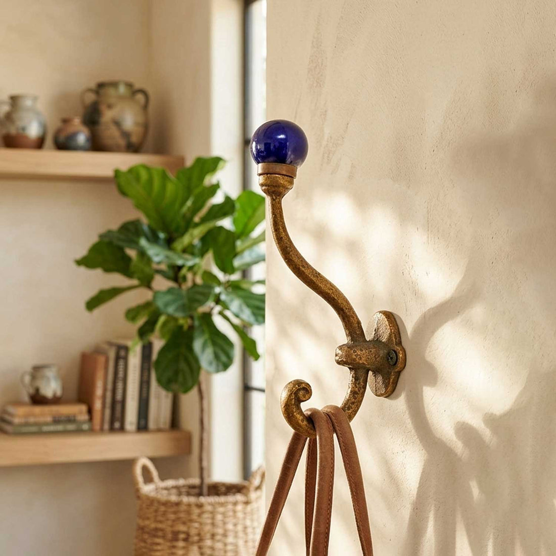 Volos Cast Iron Navy Ceramic Knob Coat Wall Hook