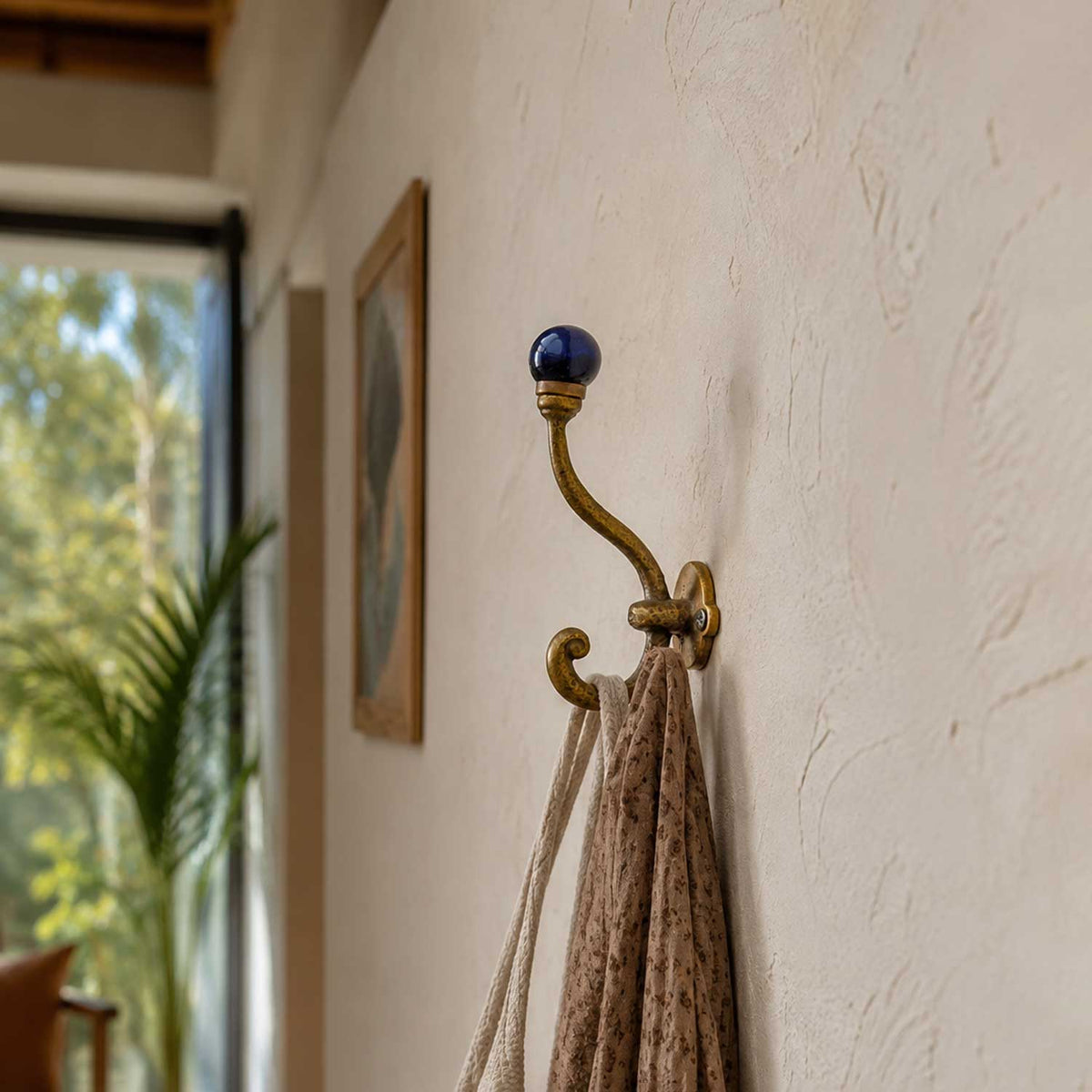 Volos Cast Iron Navy Ceramic Knob Coat Wall Hook