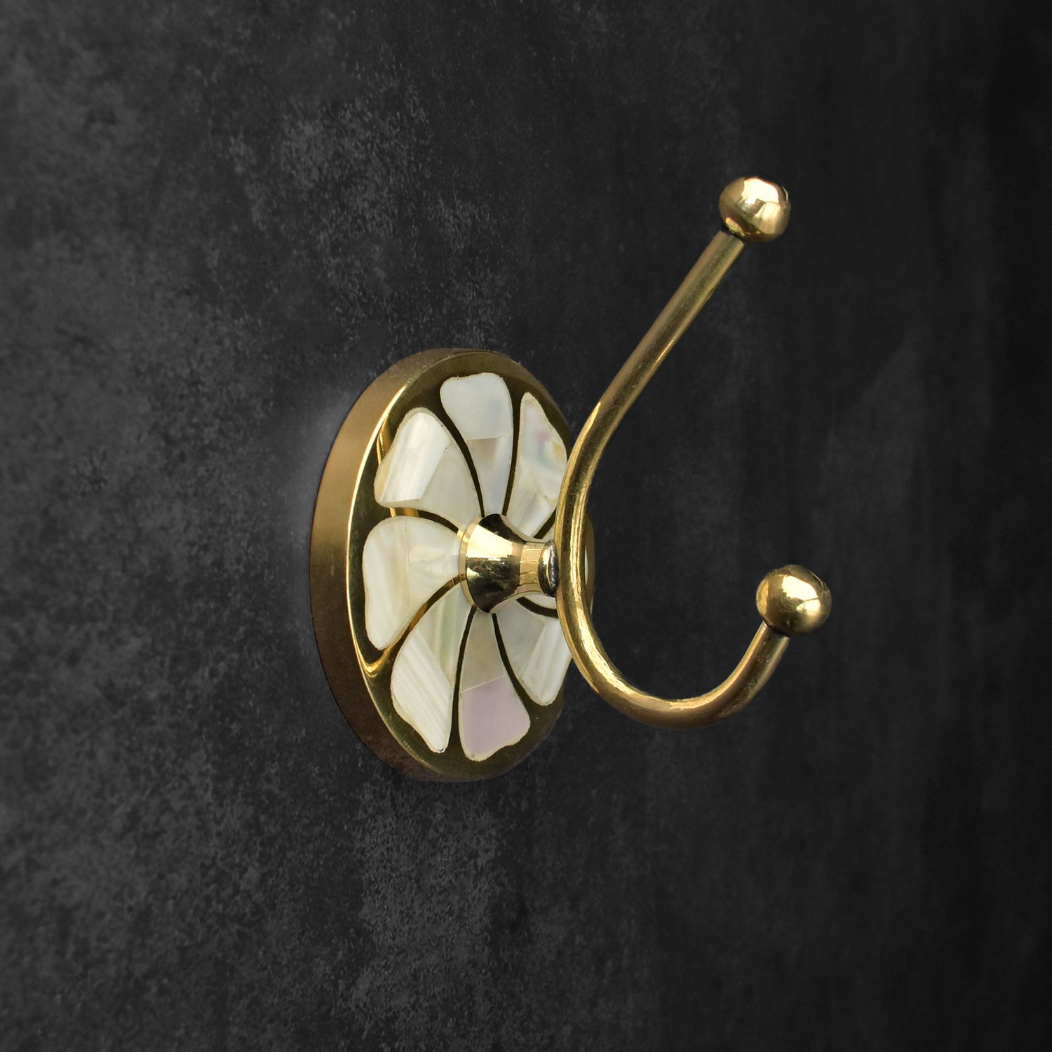 Kirin Brass Mother of Pearl Inlay Coat Wall Hook