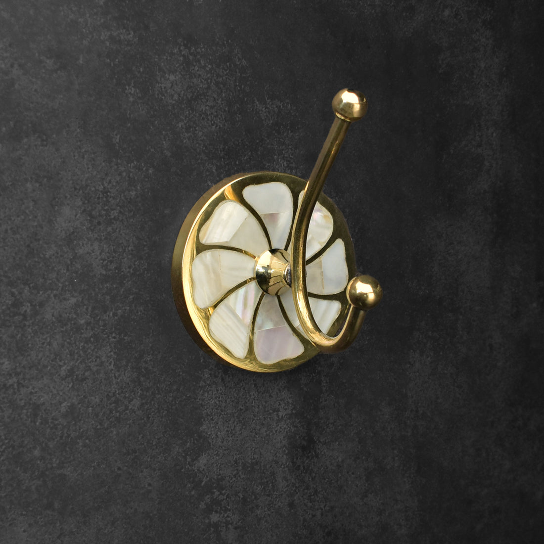 Kirin Brass Mother of Pearl Inlay Coat Wall Hook