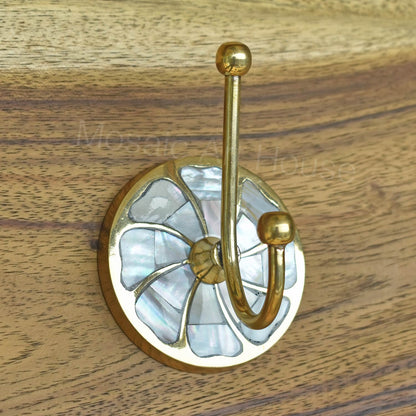 Kirin Brass Mother of Pearl Inlay Coat Wall Hook