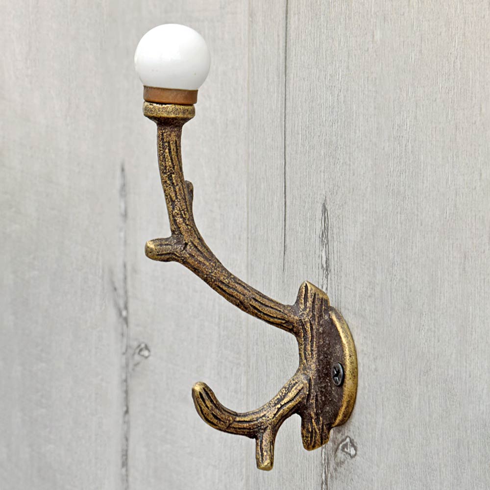 Sequoia Cast Iron Ivory Ceramic Knob Coat Wall Hook