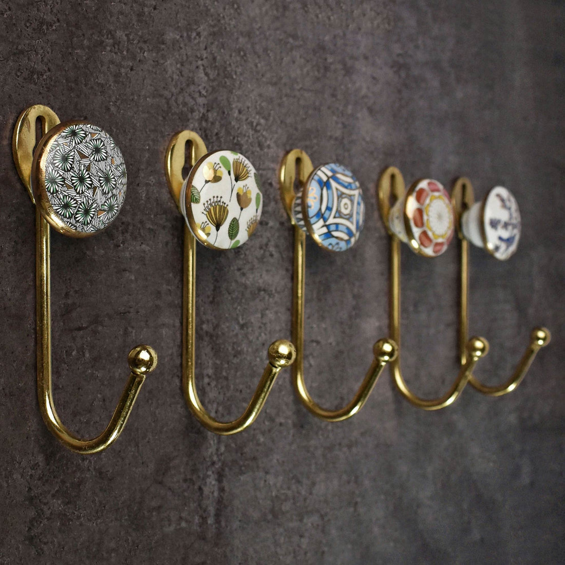 YH YAO Vintage Decorative Hooks, 100% Brass Wall Hooks for Hanging