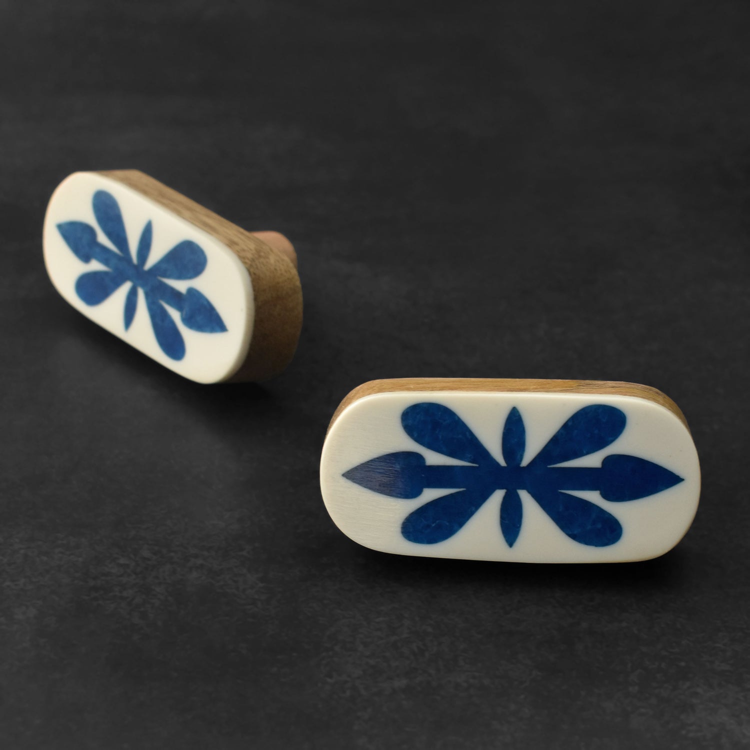 Ikat White and Blue Inlay Cabinet Almirah Pull Handle