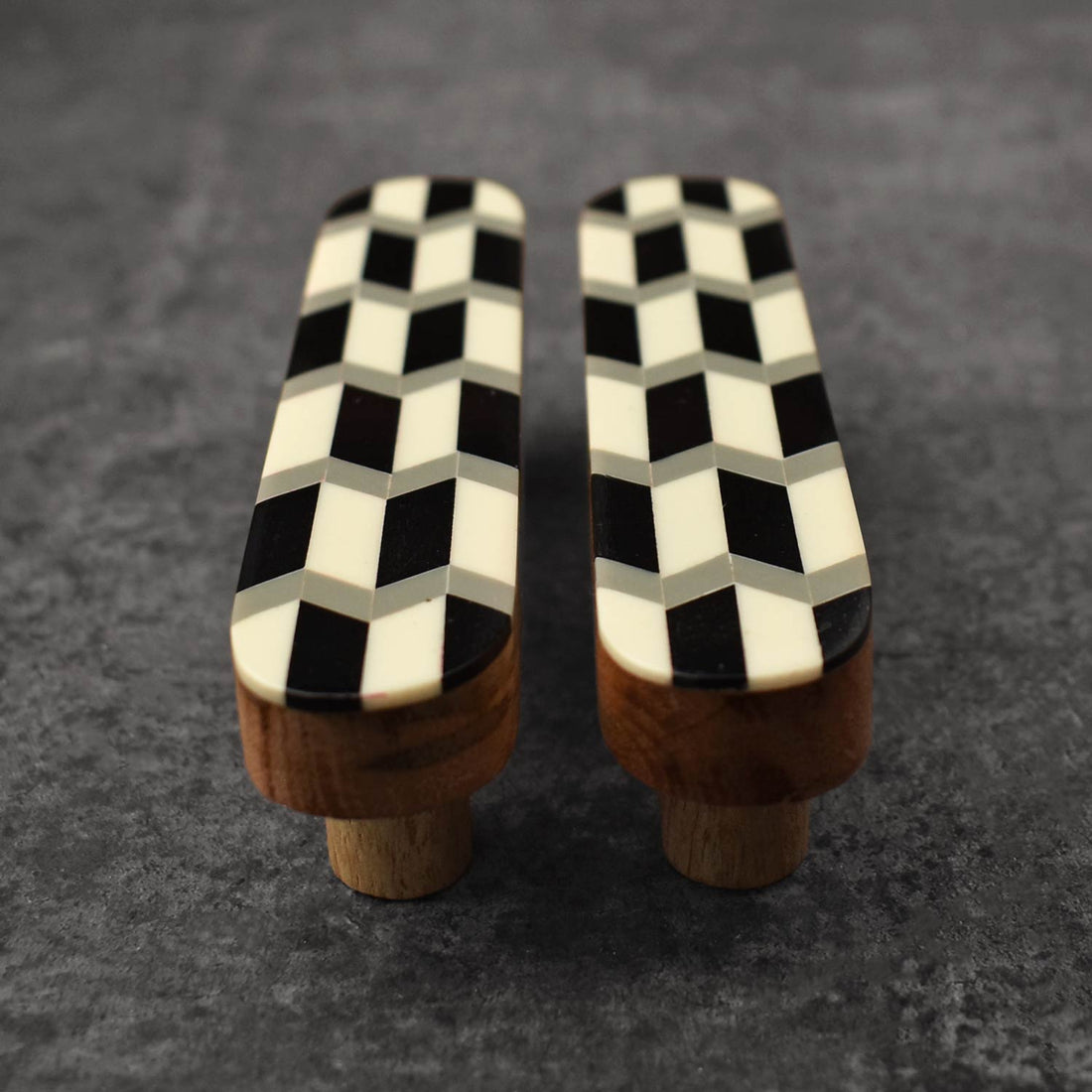 Vyom White and Black Resin Inlay Cabinet Cupboard Handle