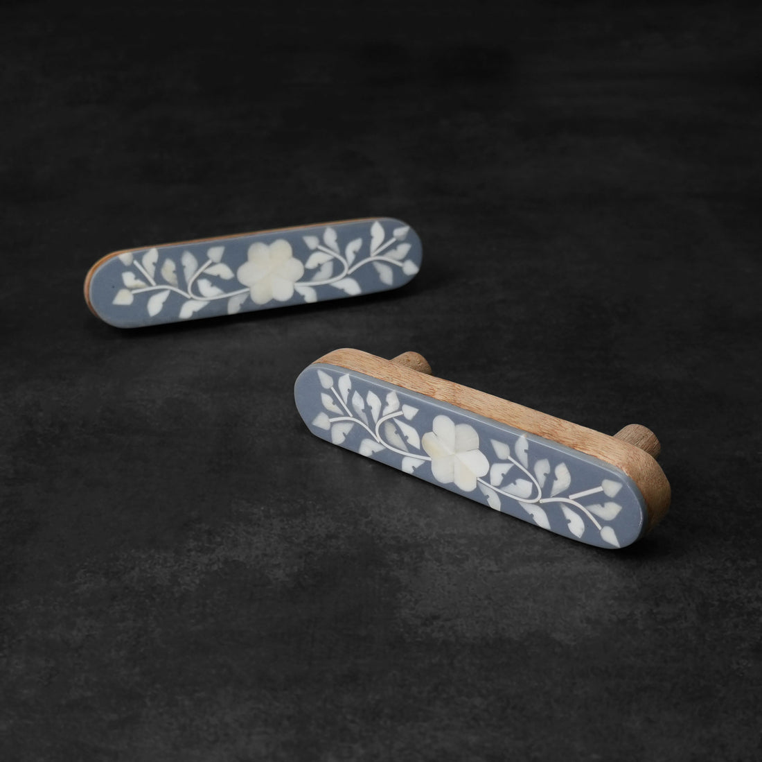 grey white bone inlay cabinet handle