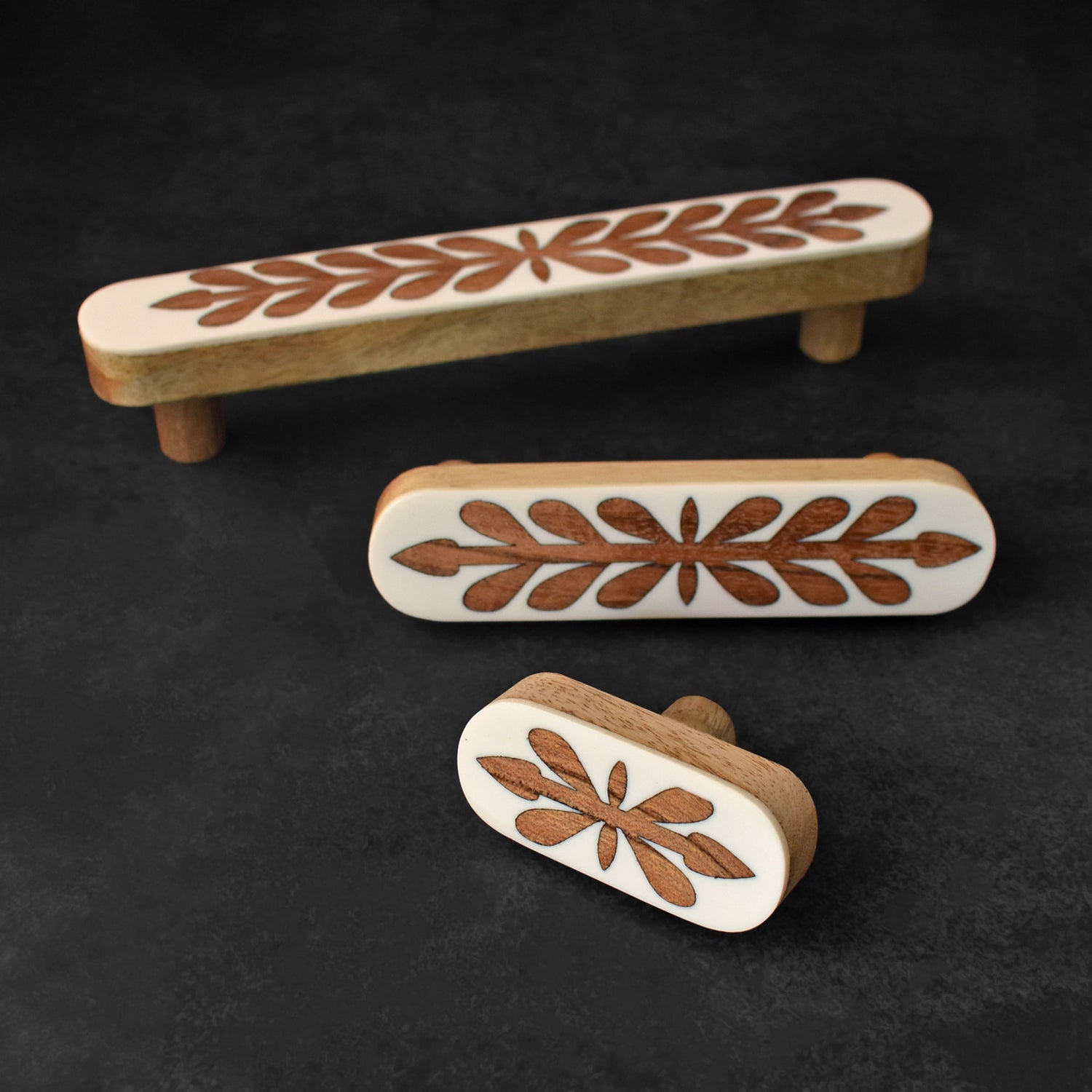 Gulnaar Floral Wood Inlay Cabinet Cupboard Handle