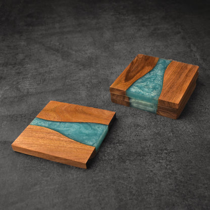 Elysia Wood Resin Coasters Set of 4