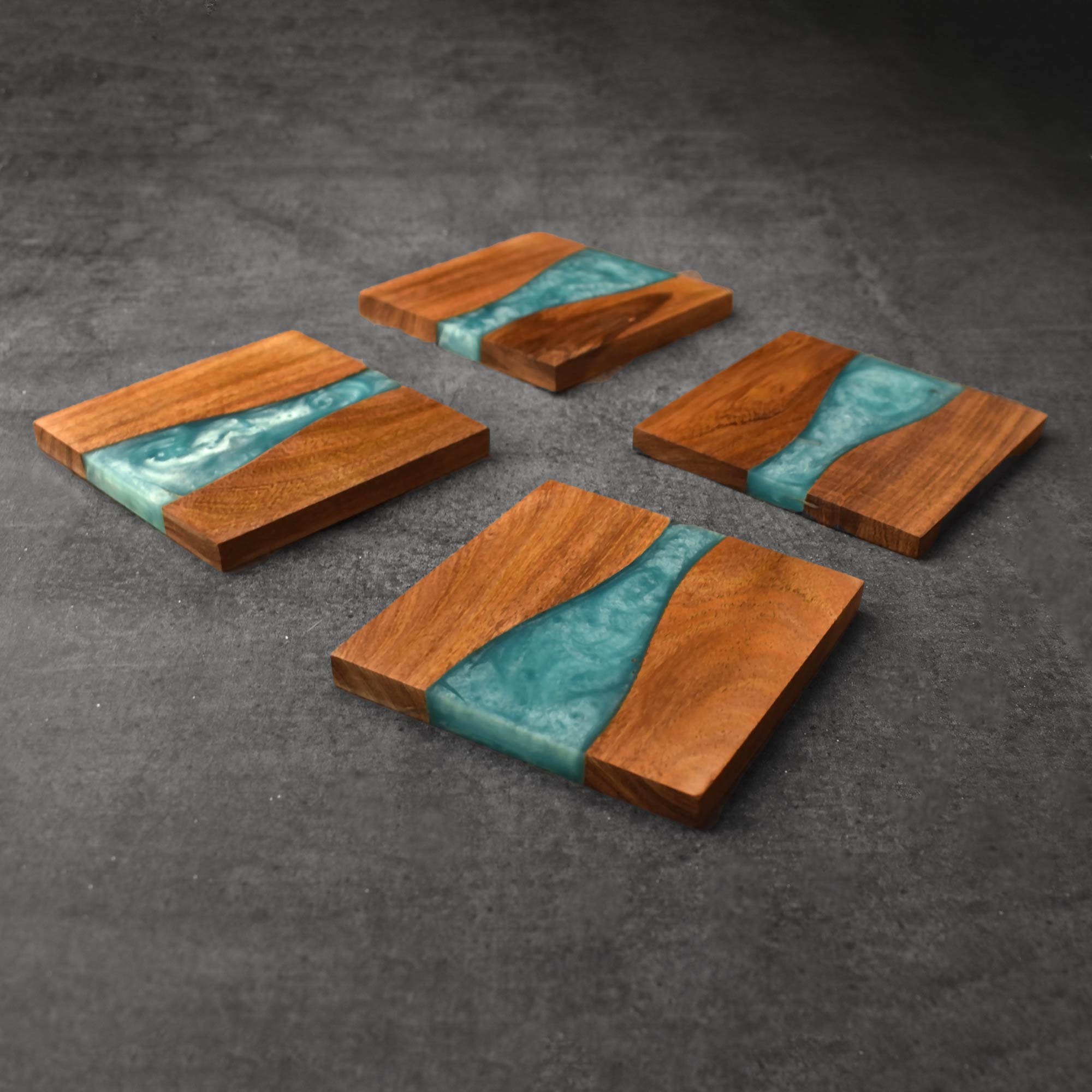 Elysia Wood Resin Coasters Set of 4