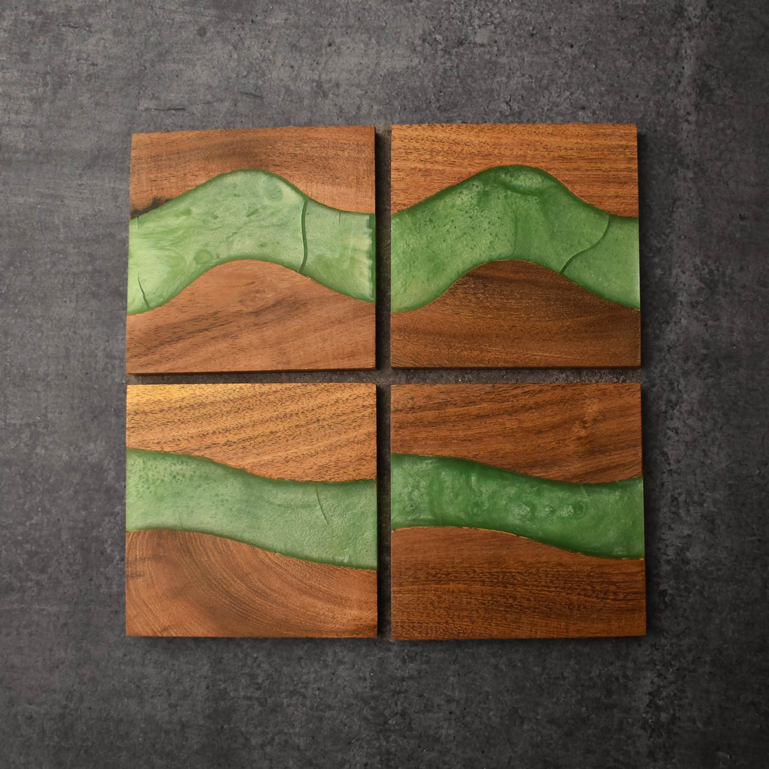 Leander Wood Resin Coasters Set of 4