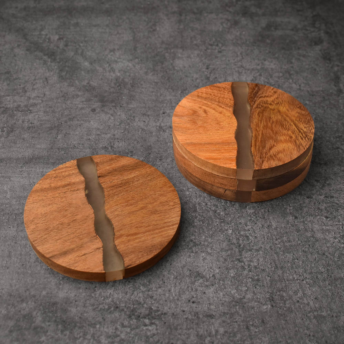 Moon River Wood Resin Coasters Set of 4