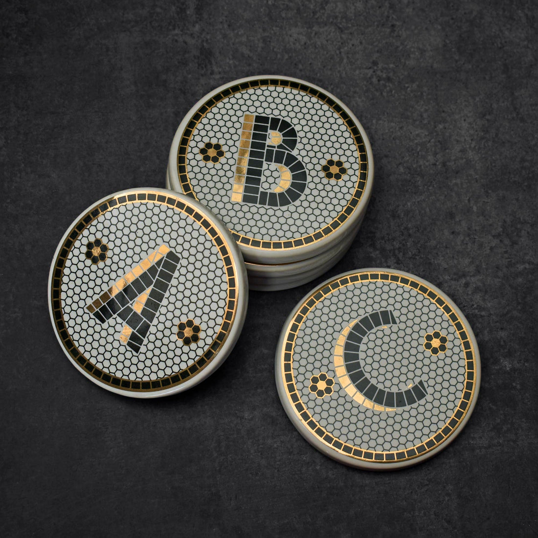 Melidora Ceramic Alphabet Coasters