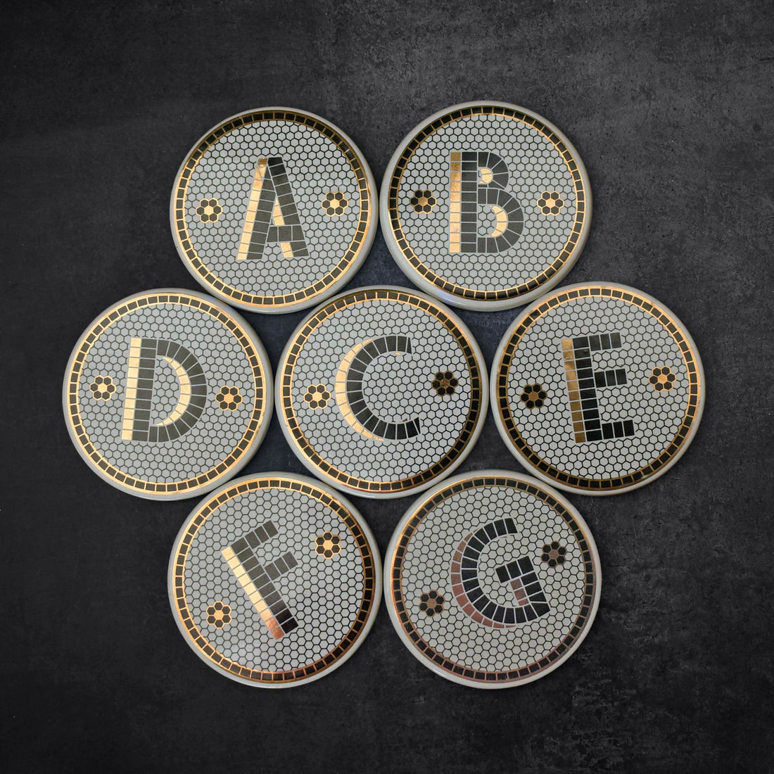 Melidora Ceramic Alphabet Coasters