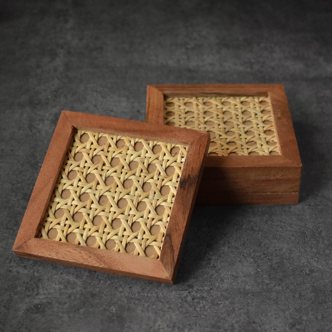 Bellona Rattan Wood Coasters Set of 4