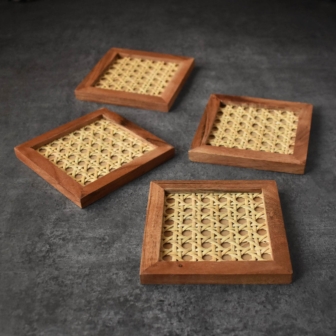 Bellona Rattan Wood Coasters Set of 4