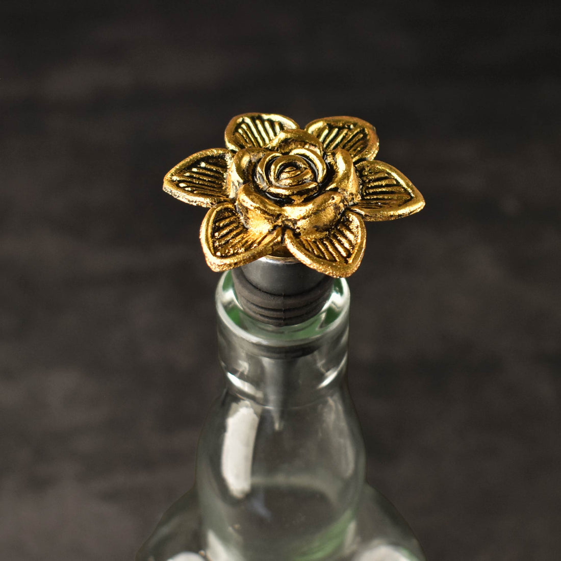 Vinca Floral Brass Wine Bottle Stopper