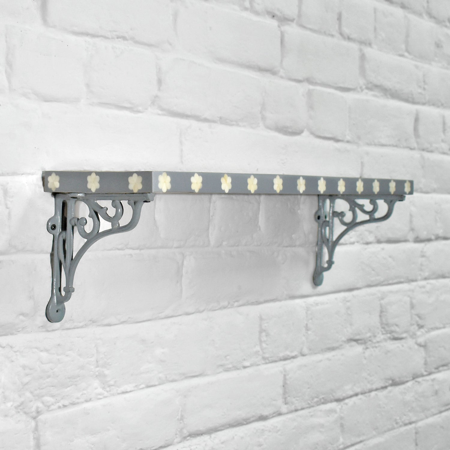 Serano Grey Floral Wooden Wall Shelf