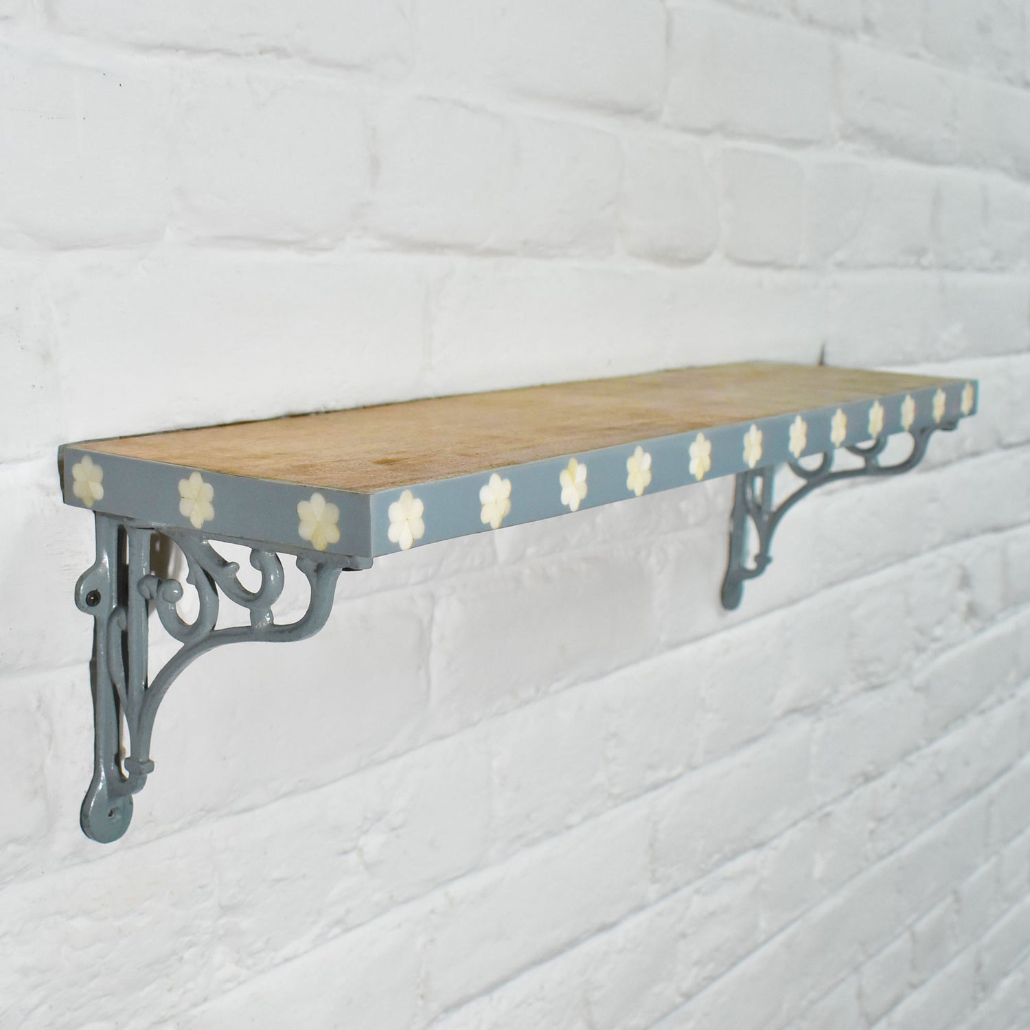 Serano Grey Floral Wooden Wall Shelf