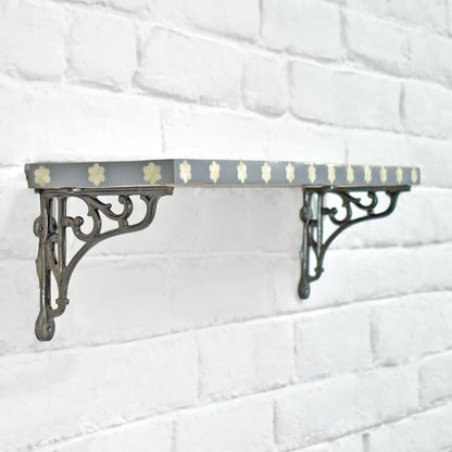 Serano Grey Floral Wooden Wall Shelf