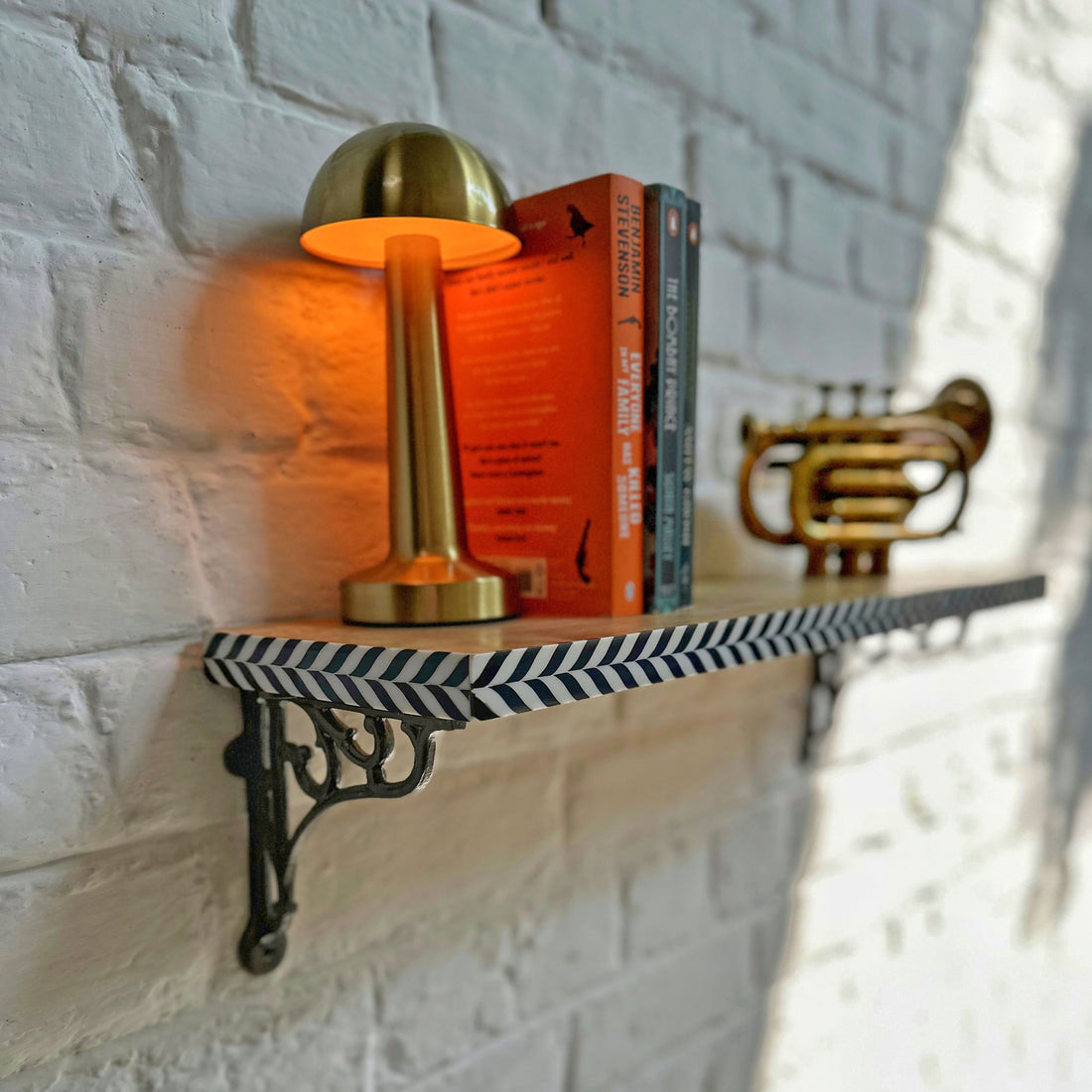 Vicenza Black and White Wooden Wall Shelf