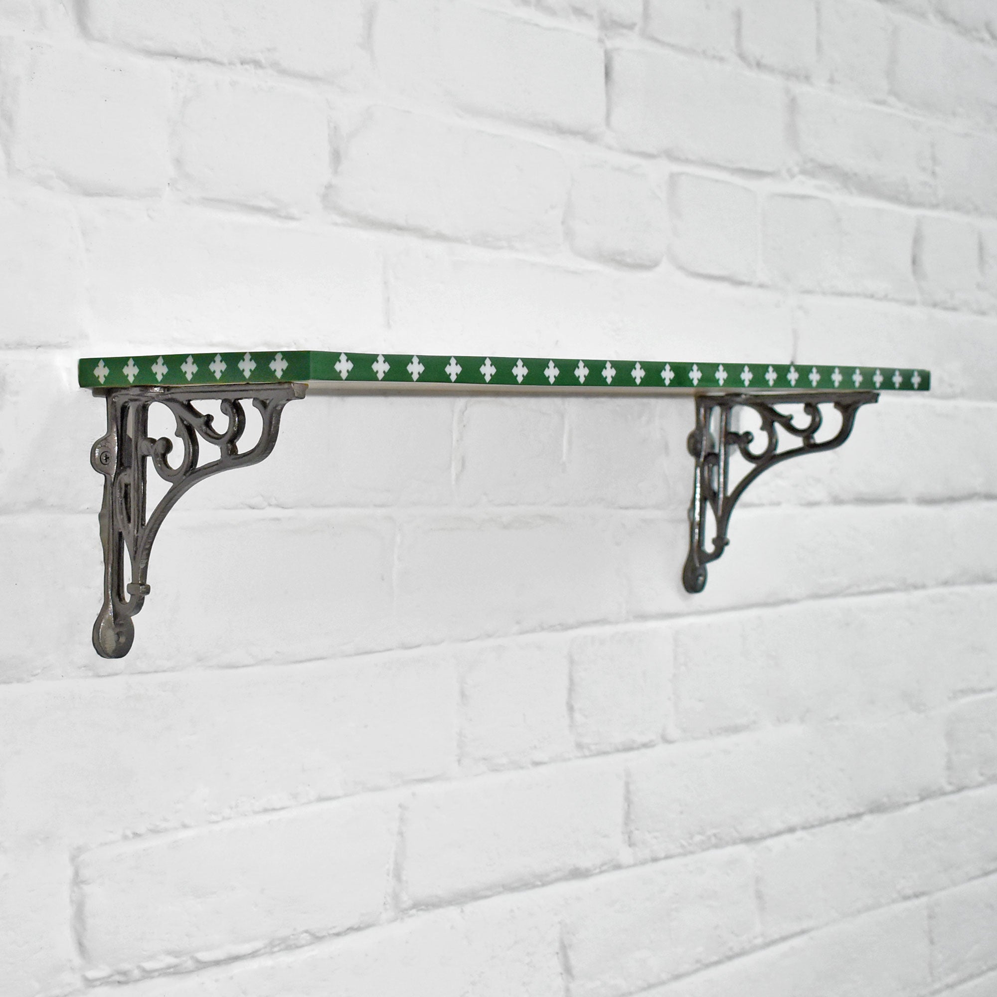 Cagliari Green Floral Wooden Wall Shelf